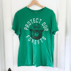 Smokey The Bear Official Protect Our Forests Men's Green T-Shirt Size Medium